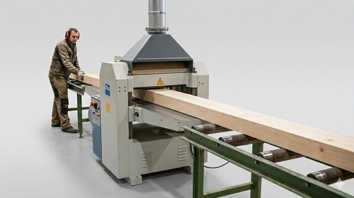 Heblowanie desek drewnianych w Tartaku Dana